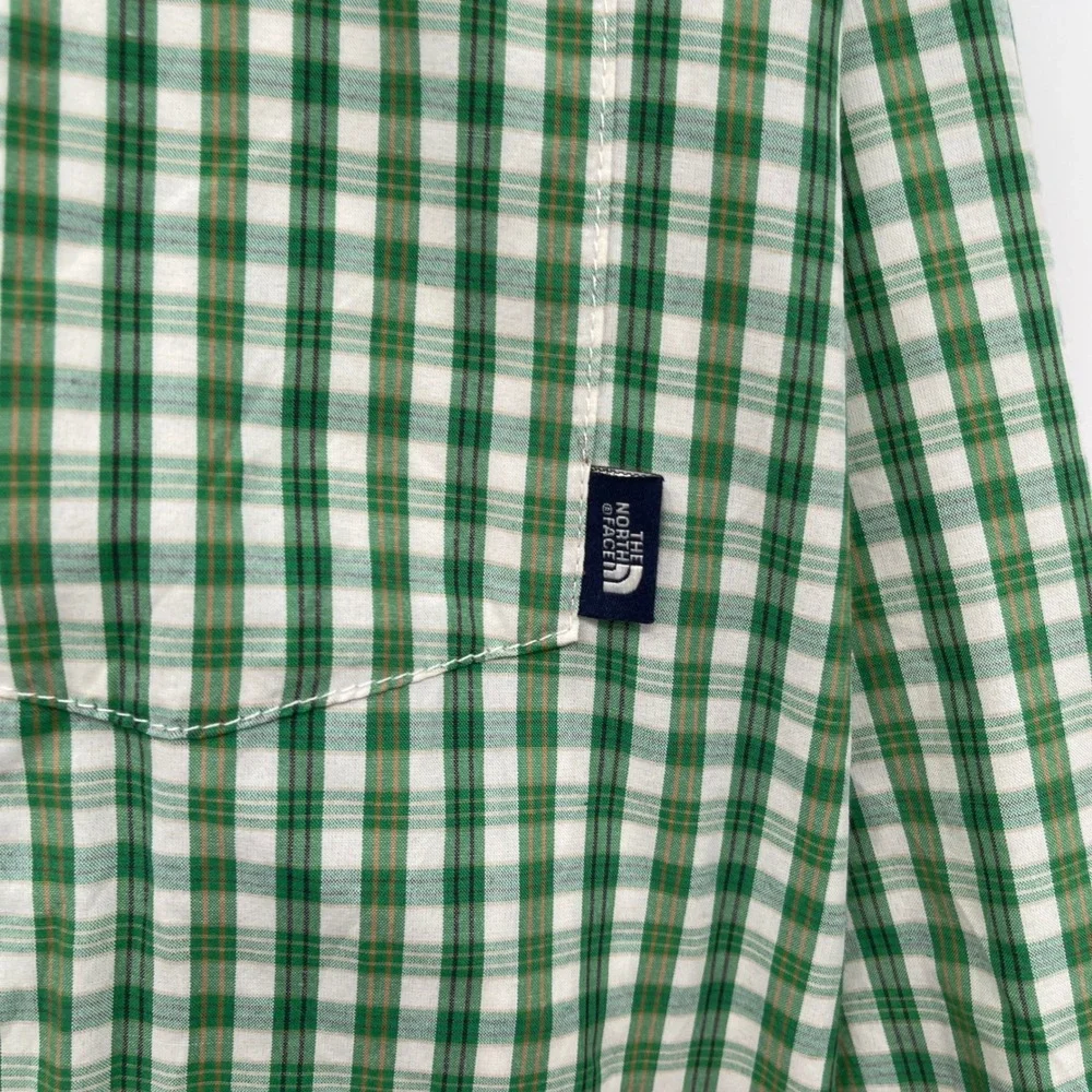 The North Face Mens XL‎ Green Gingham Plaid Long Sleeve Button Up Shirt